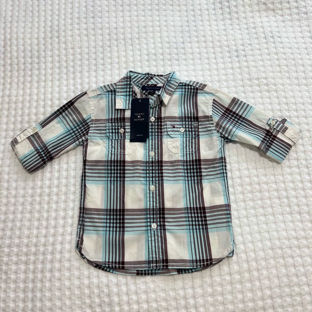Tommy Hilfiger Boys 3T Multicolor Plaid Button Down Shirt